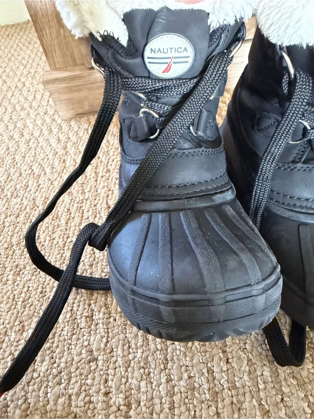Nautica Black Winter Snow Boots with Faux Fur Collar size 11 toddler